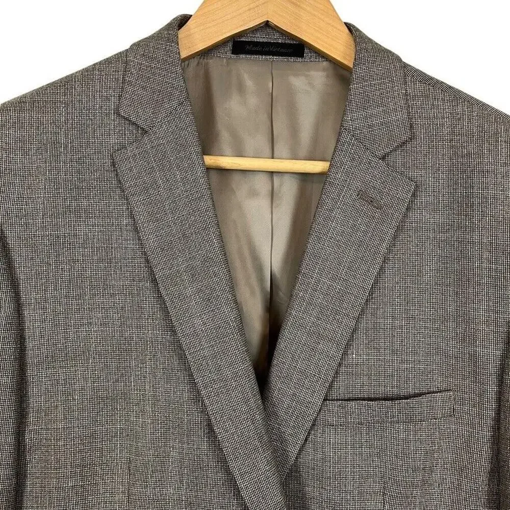 Van Heusen Flex Slim Fit Mens Suit Jacket Blazer Lined Stretch Beige Black 44R